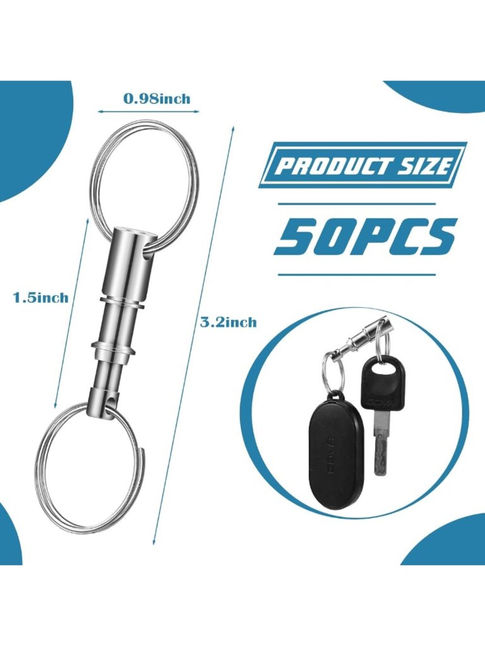 Detachable Quick Release Keychain with Spring Split Snap Lock - Key Accessory - Picture 2 of 6